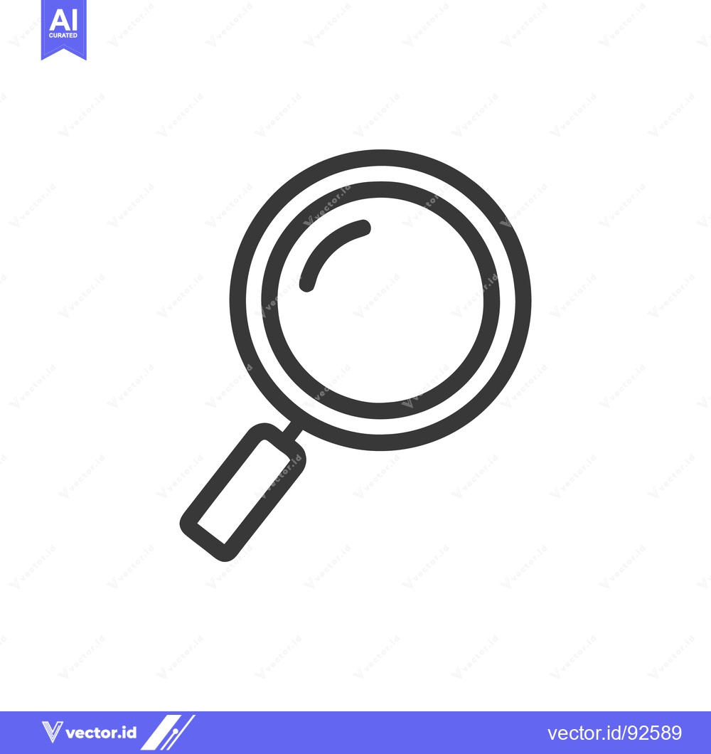 Premium Vector of Simple Magnifying Glass Icon, Black Outline on White Background