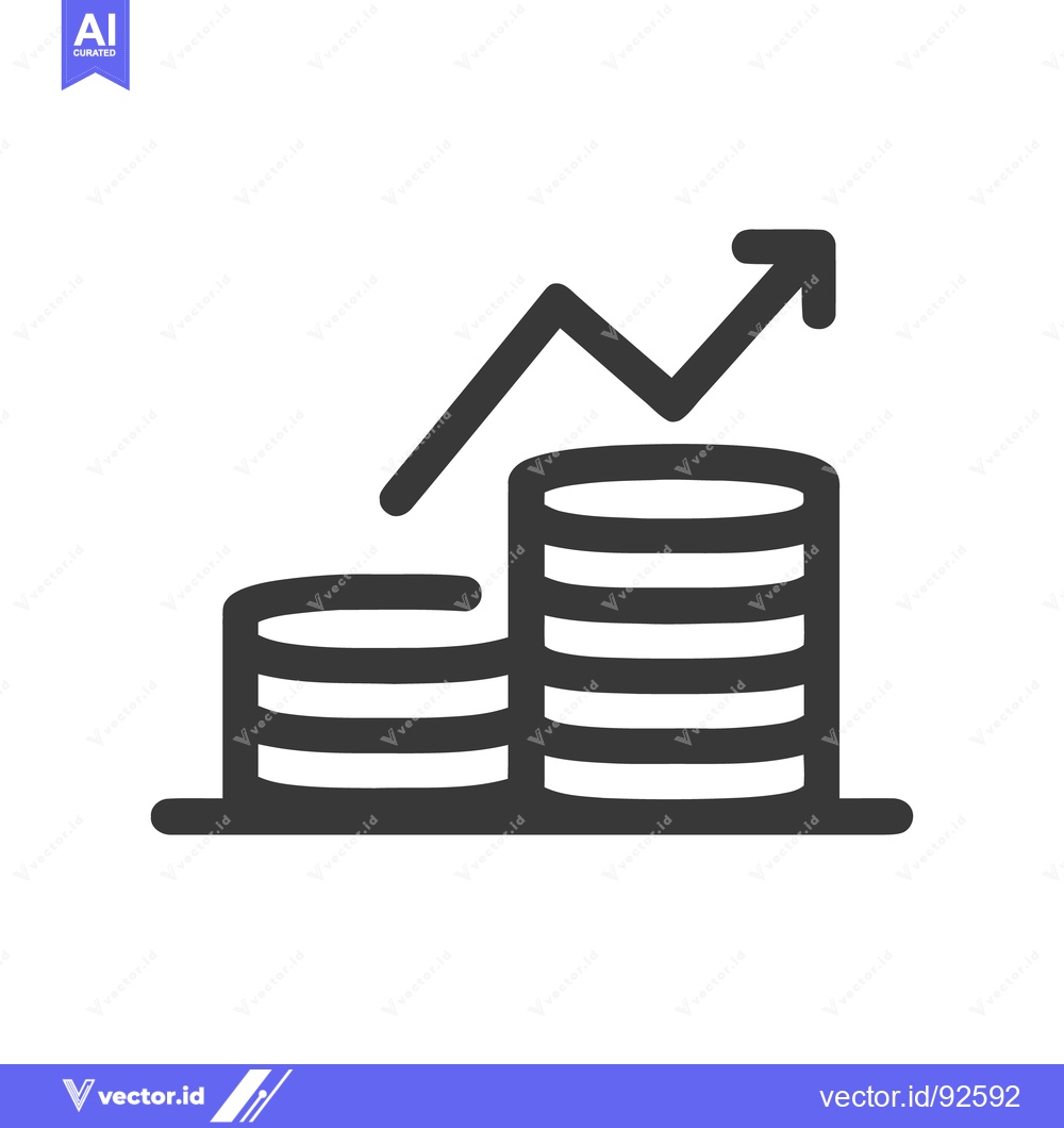 Premium Vector dari Rising Stacked Coins with Upward Arrow: Financial Growth Icon