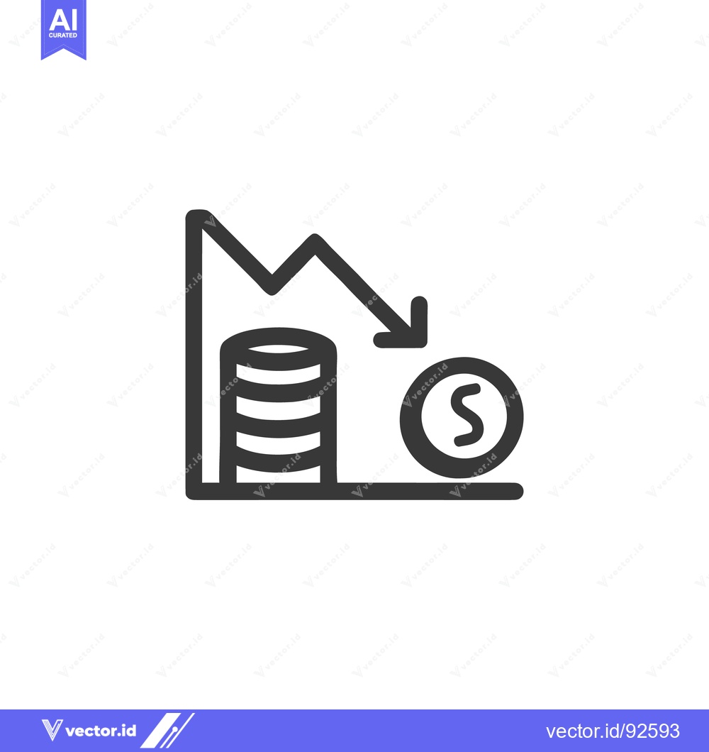 Premium Vector dari Declining Economy: Downward Trend Line with Stacked Coins and Dollar S