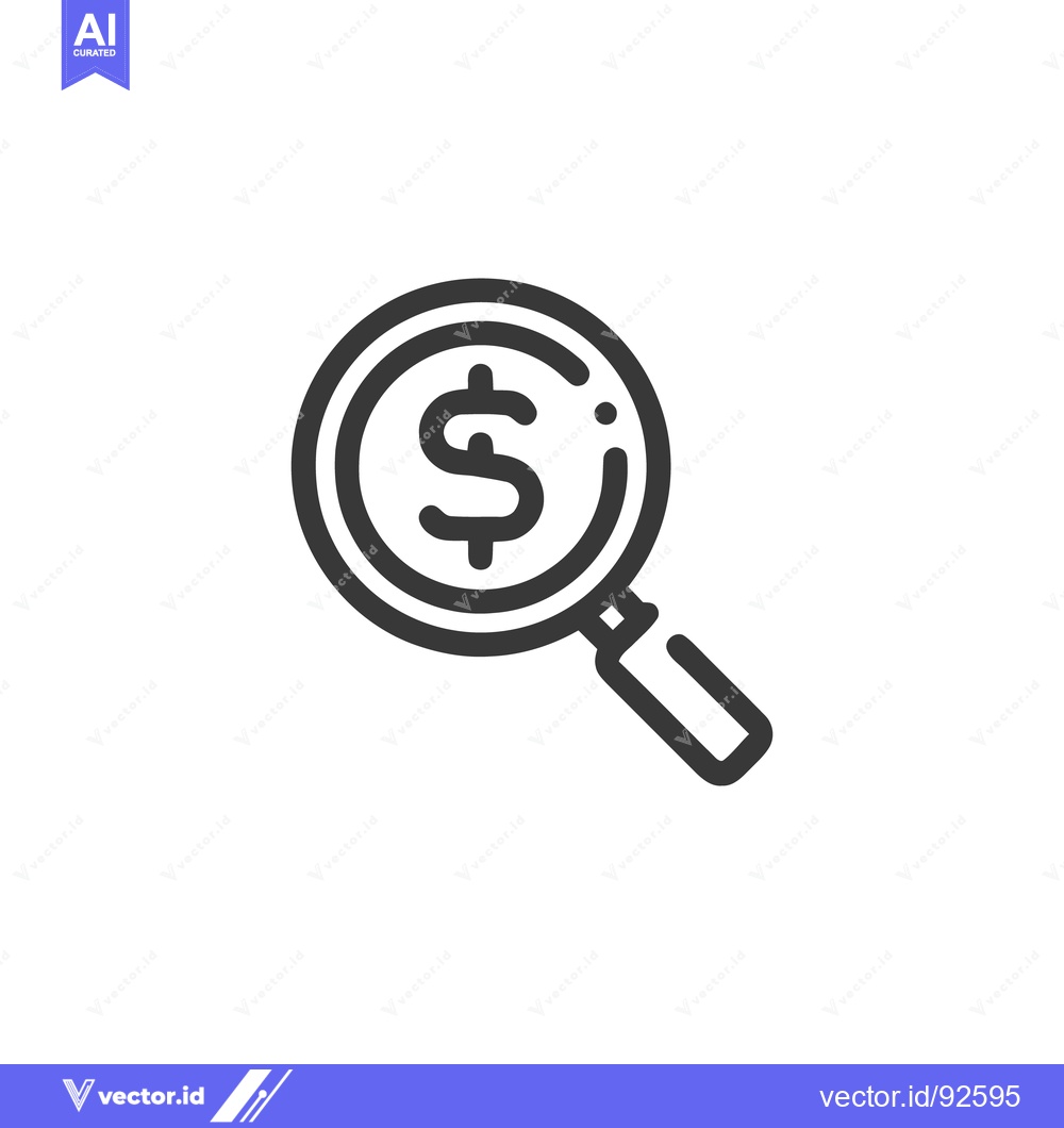Premium Vector dari Magnifying Glass Icon with Dollar Sign, Financial Search Concept