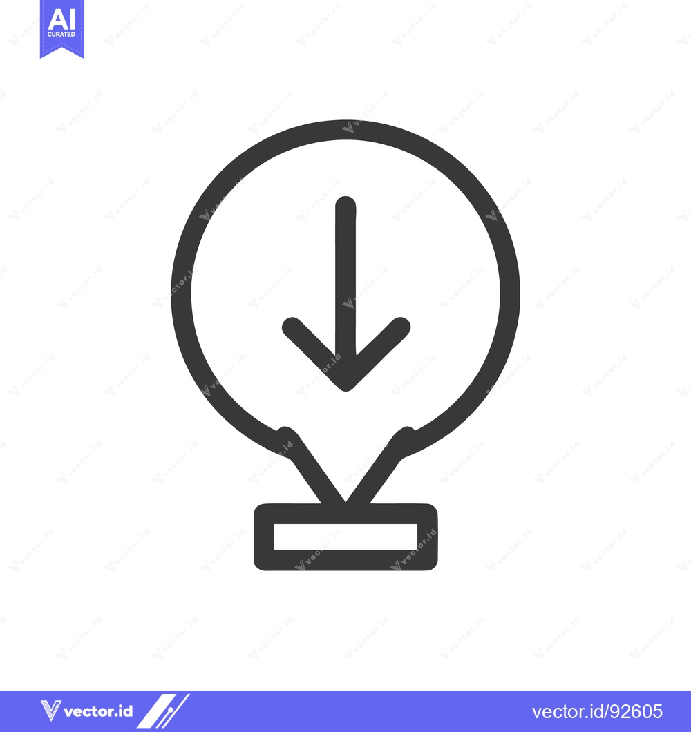 Premium Vector dari Download Icon: Arrow Pointing Down in Circular Speech Bubble, Minimali