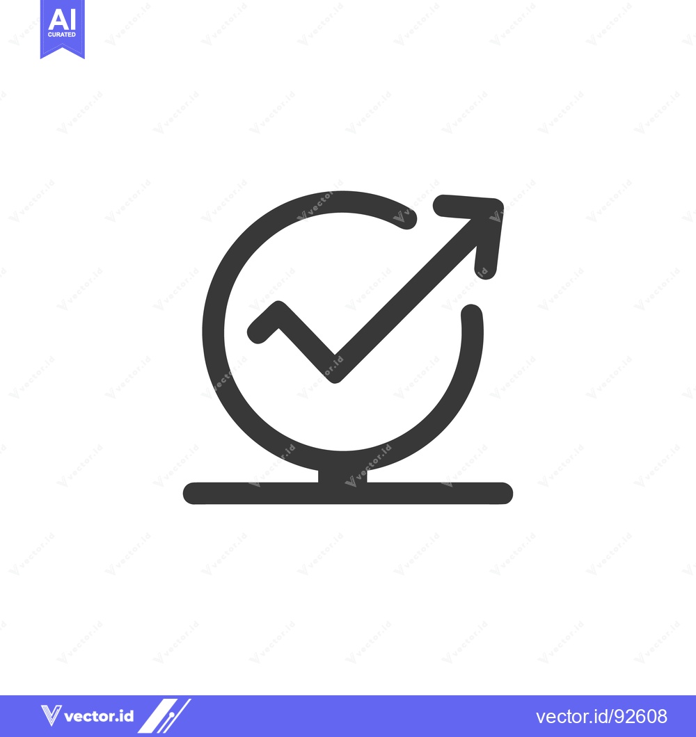 Premium Vector of Rising Market Graph Icon: Upward Trend with Circular Frame and Base