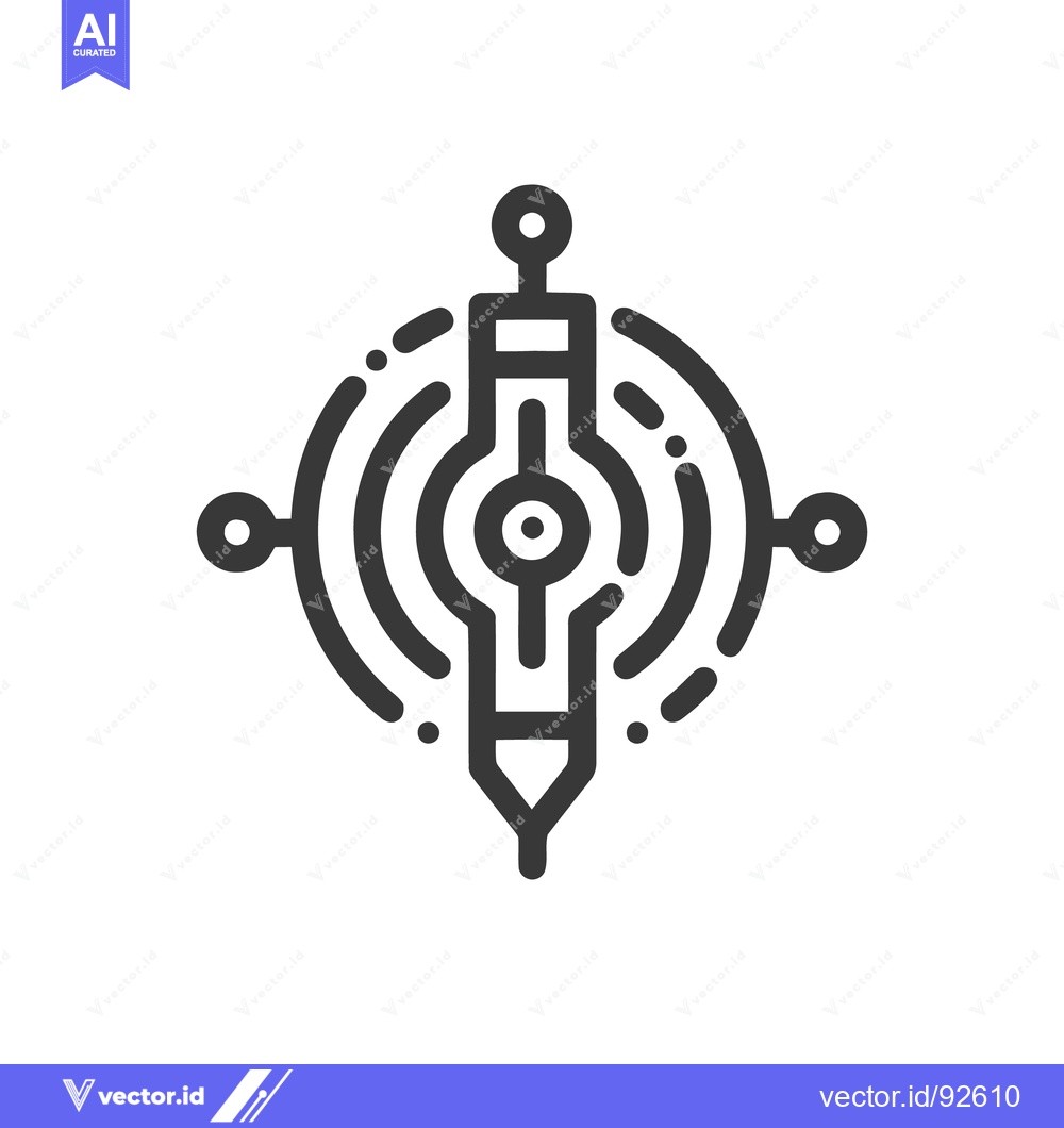 Premium Vector dari Minimalist Pendulum Icon with Circular Emanations, Black and White Des