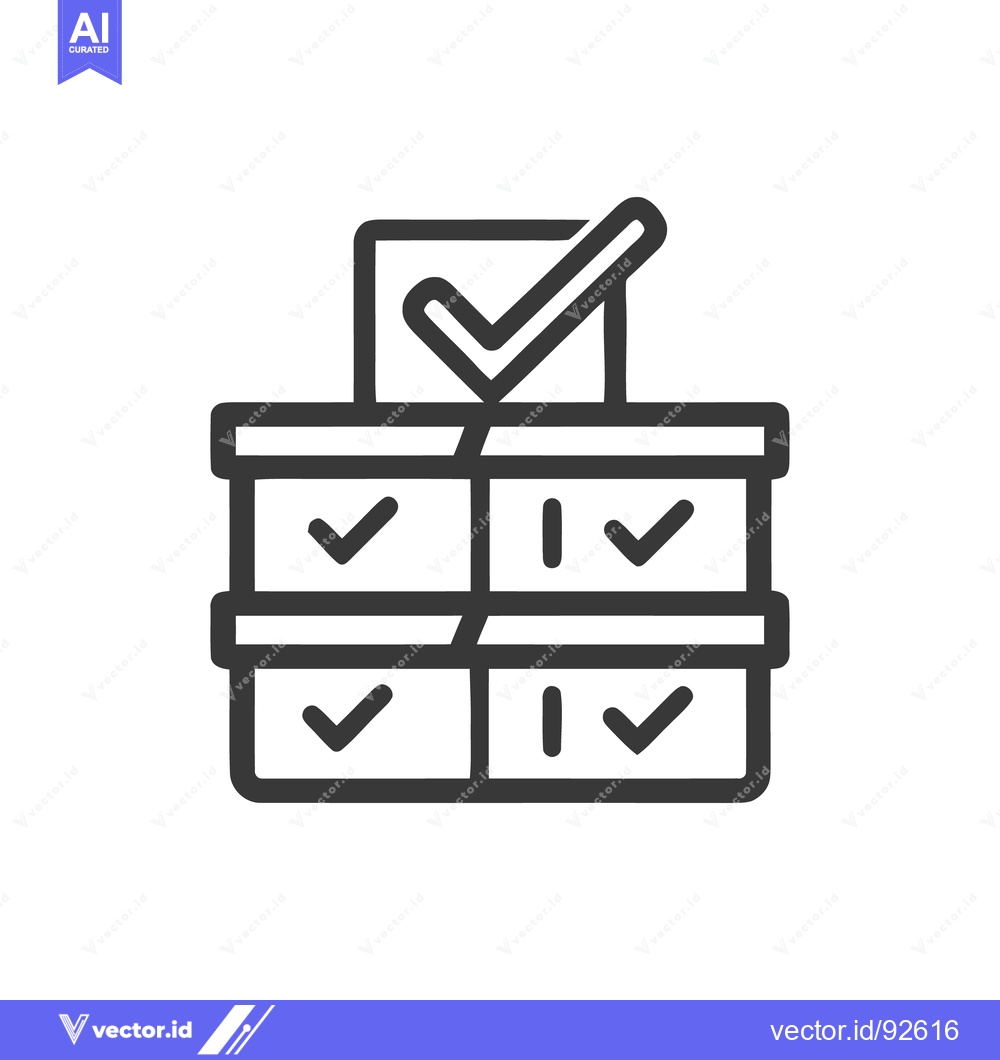 Premium Vector dari Completed Task List Icon: Stacked Boxes with Checkmarks, Modern Line A