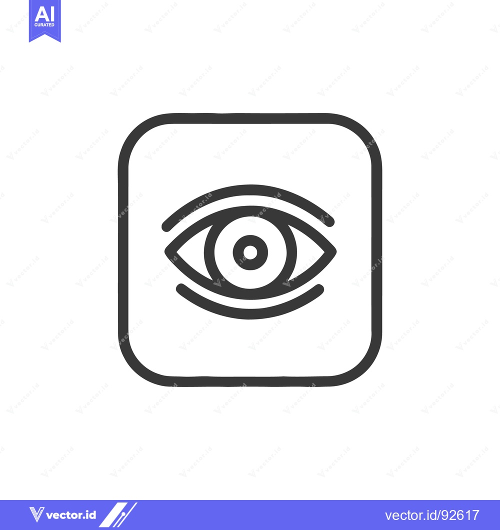 Premium Vector dari Minimalist Eye Icon in Rounded Square, Dark Gray on White