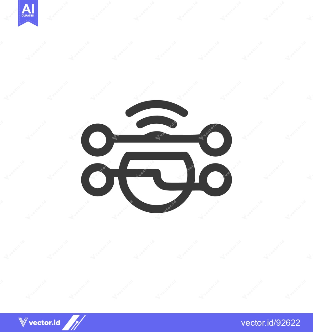 Premium Vector dari Minimalist Network Icon: Connected Nodes with Wireless Signal
