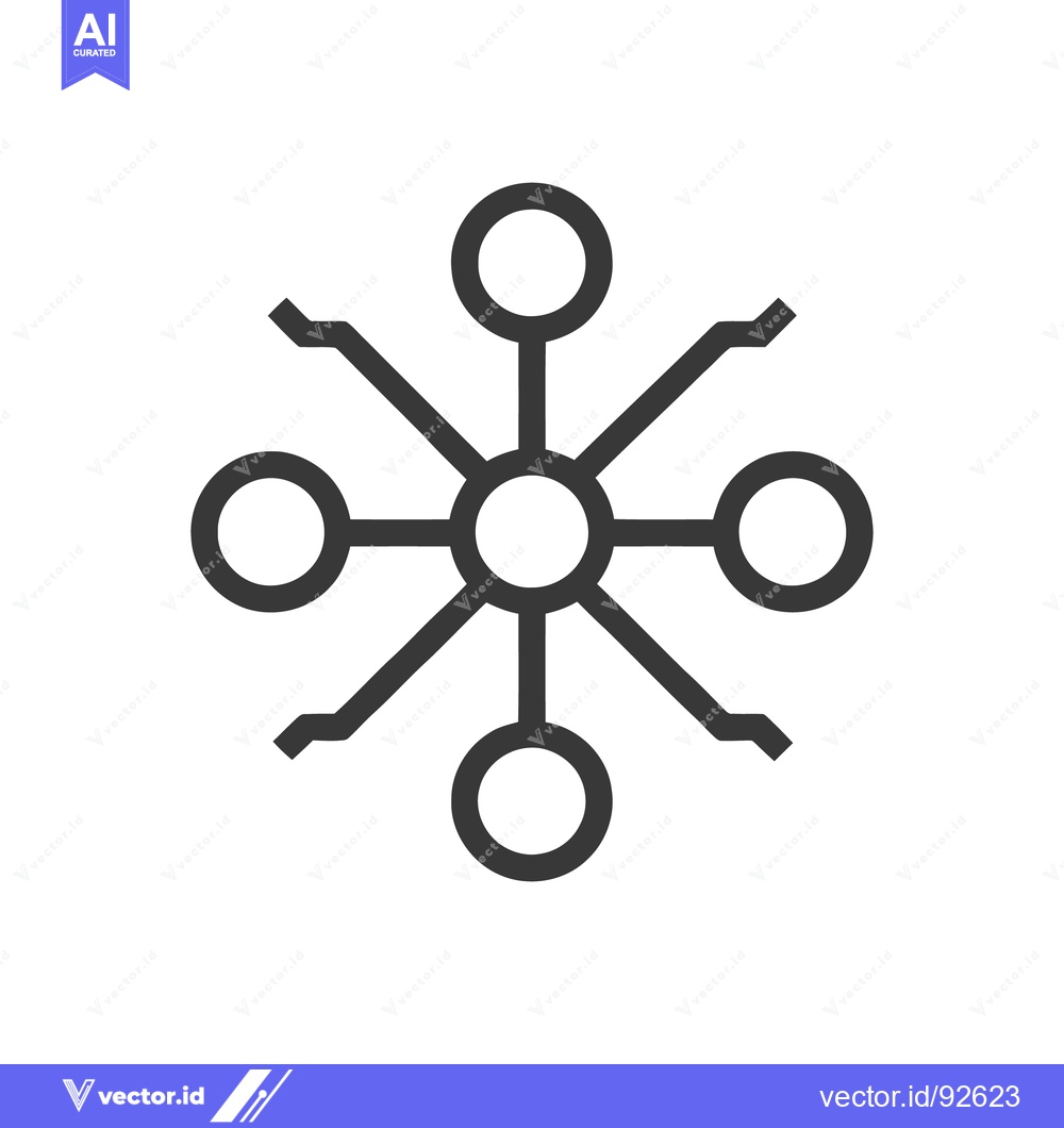 Premium Vector of Minimalist Network Icon: Central Node with Circular Connections and Zi