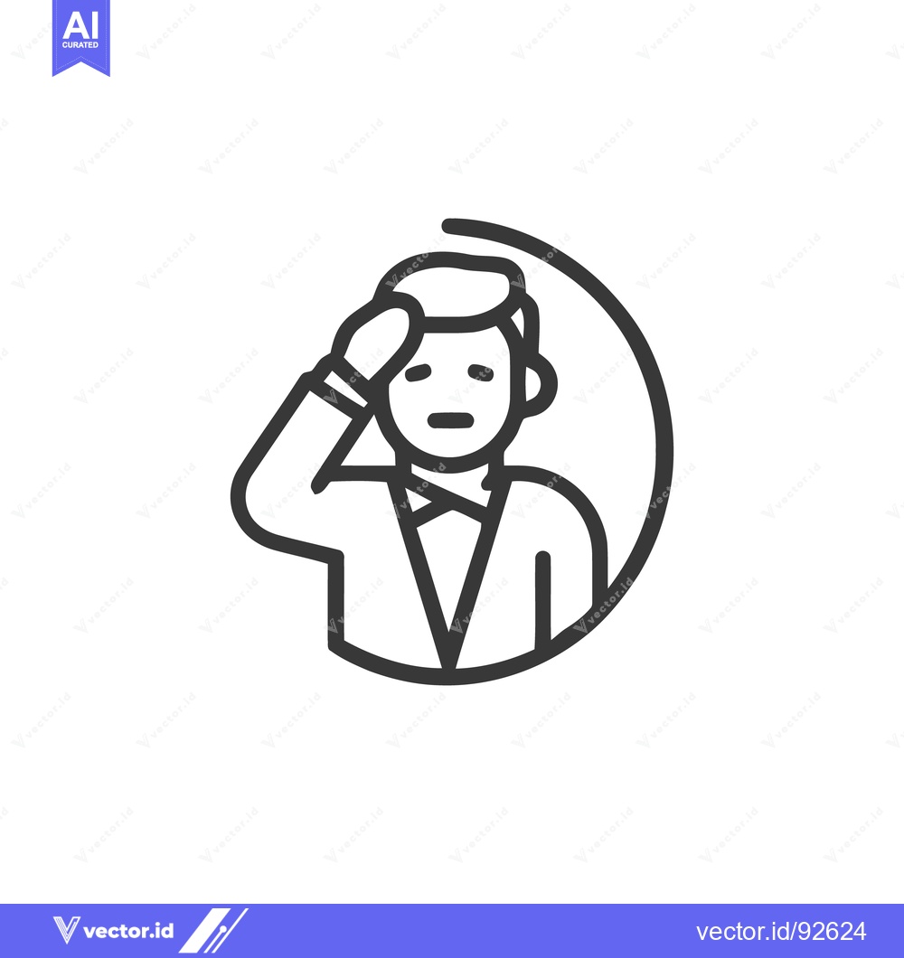 Premium Vector of Minimalist Icon: Man in Suit Saluting, Line Art Design