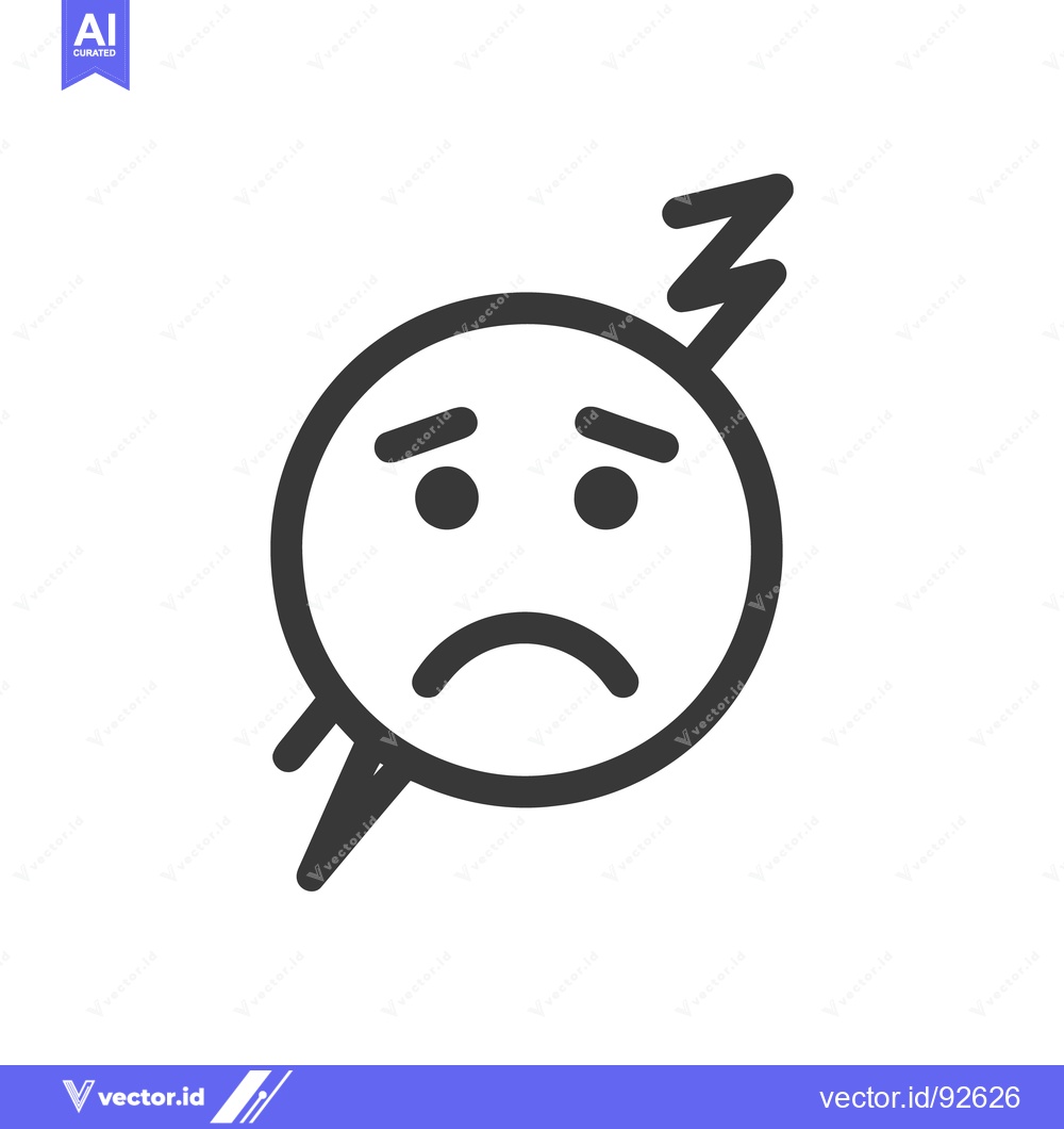 Premium Vector dari Stressed Emoji Icon with Lightning Bolt, Dark Gray on White Background