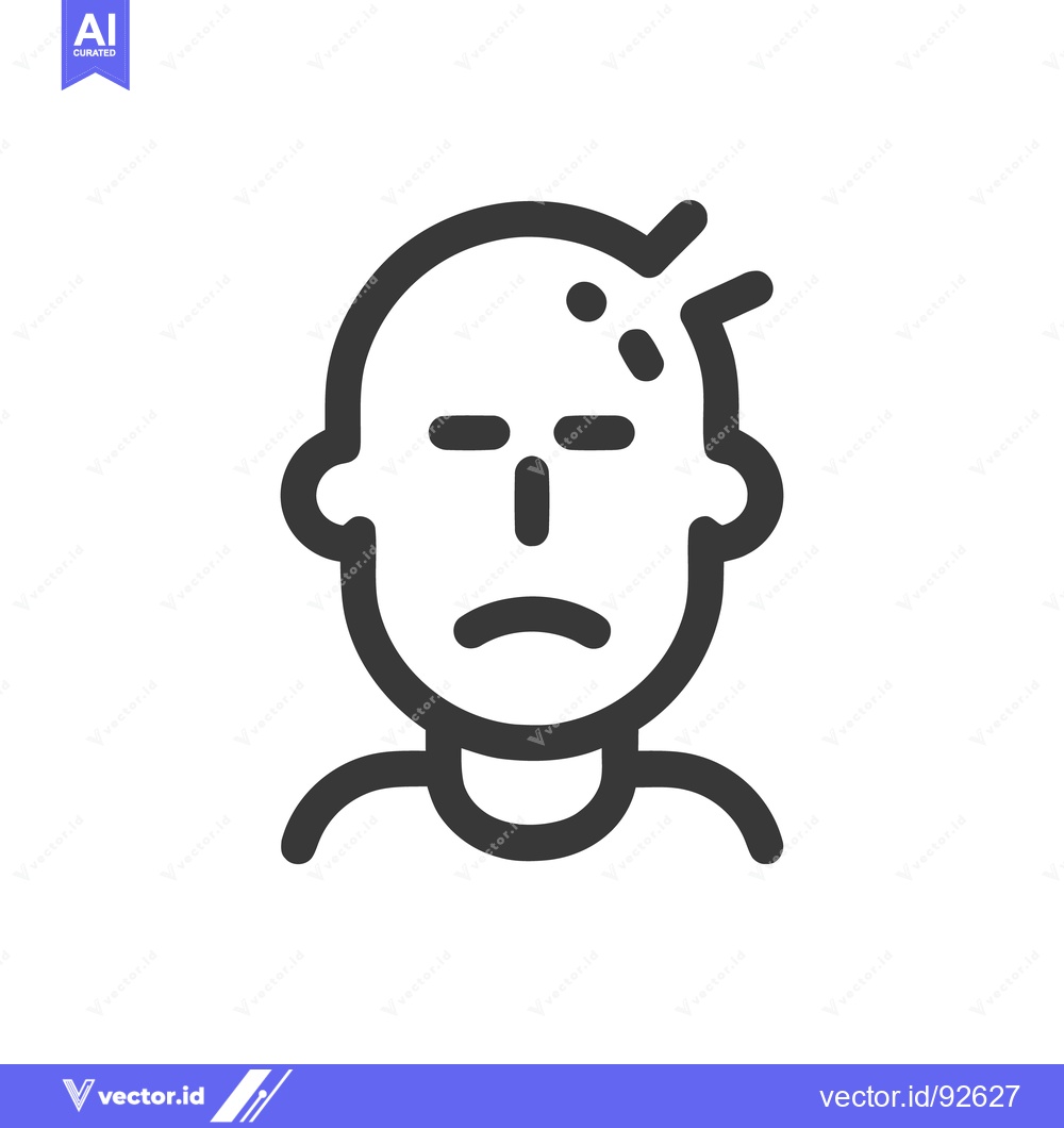 Premium Vector dari Minimalist Icon of Sad Man with Head Injury, Isolated on White Backgro