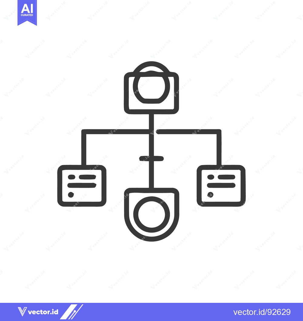 Premium Vector dari Minimalist Flowchart Icon: Hierarchical Structure with Rounded Element