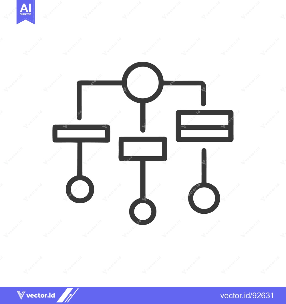 Premium Vector of Flowchart Icon: Simple Diagram with Circle and Rectangle Nodes