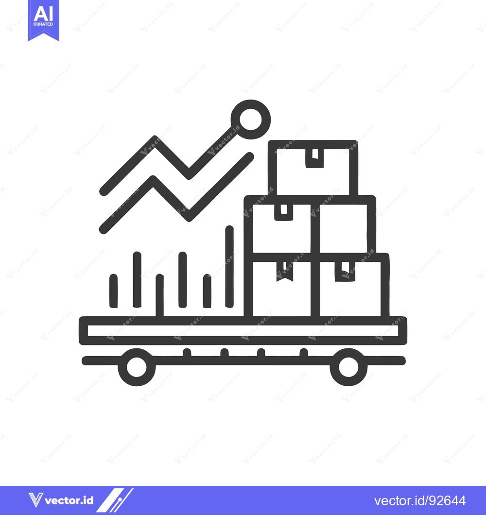 Premium Vector of Logistics Growth: Line Icon Depicting Box Delivery with Rising Graph o