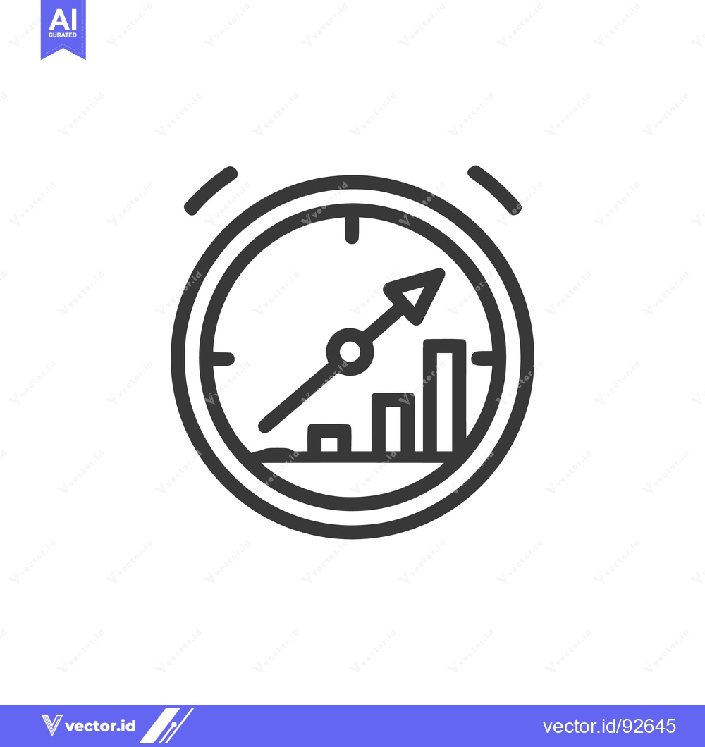 Premium Vector of Rising Tides: Clock with Upward Trending Bar Graph Icon