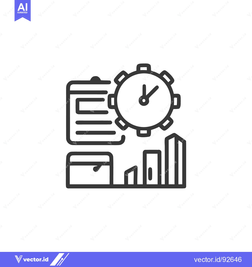 Premium Vector dari Business Process Automation Icon: Clockwork, Data, and Growth