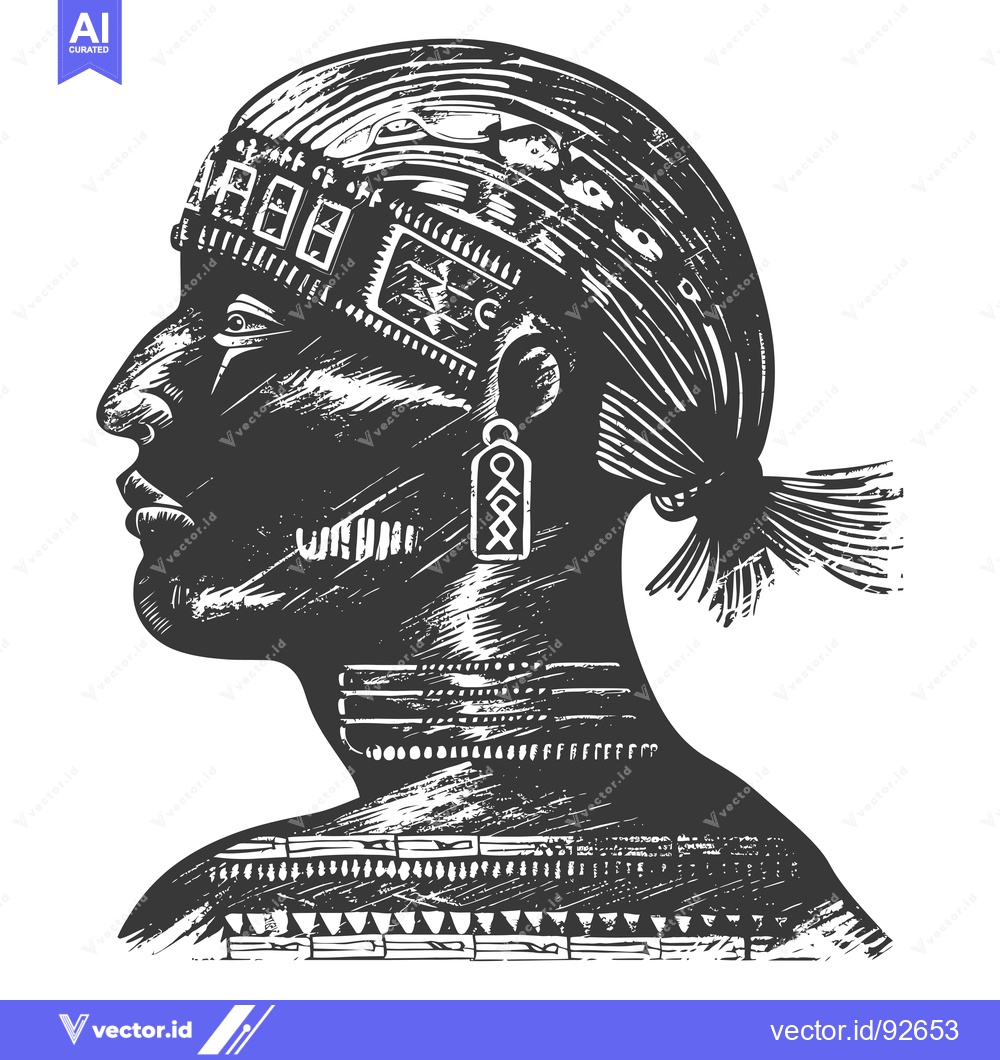 Premium Vector dari Profile Illustration of a Person with Tribal Adornments