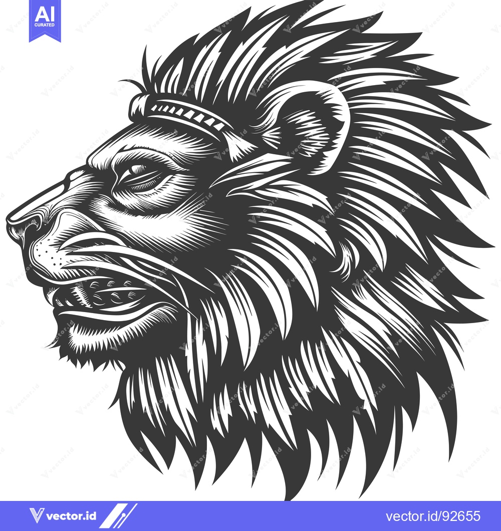 Premium Vector of Profile of a Lion with a Detailed Mane