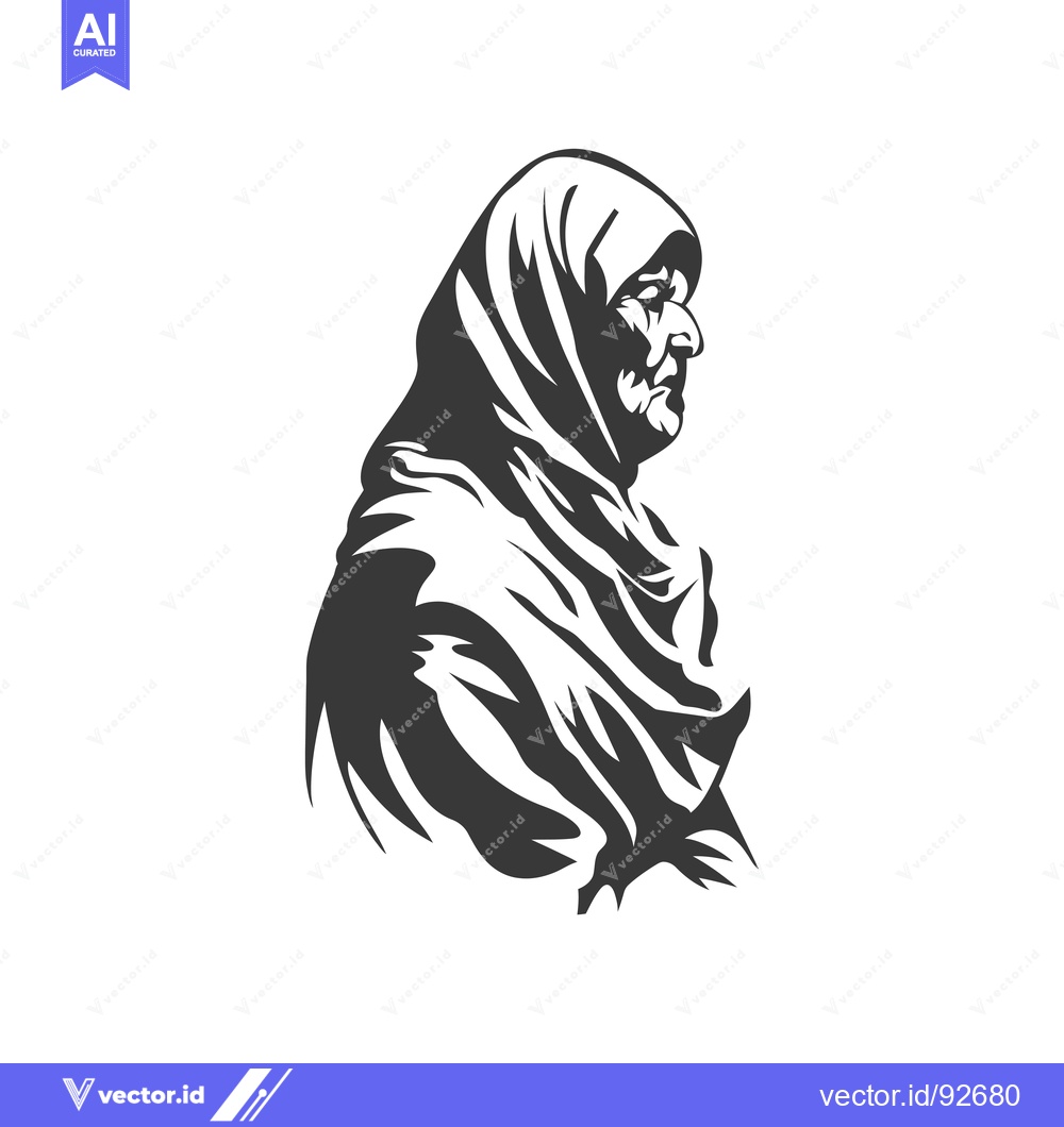 Premium Vector of Profile of an Elderly Person in a Headscarf