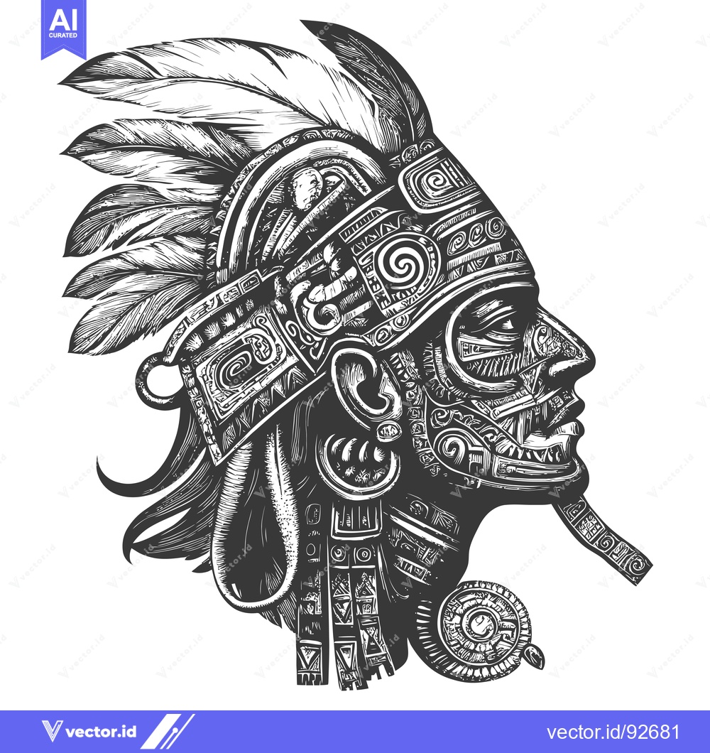 Premium Vector dari Profile of an Indigenous Man in Elaborate Headwear