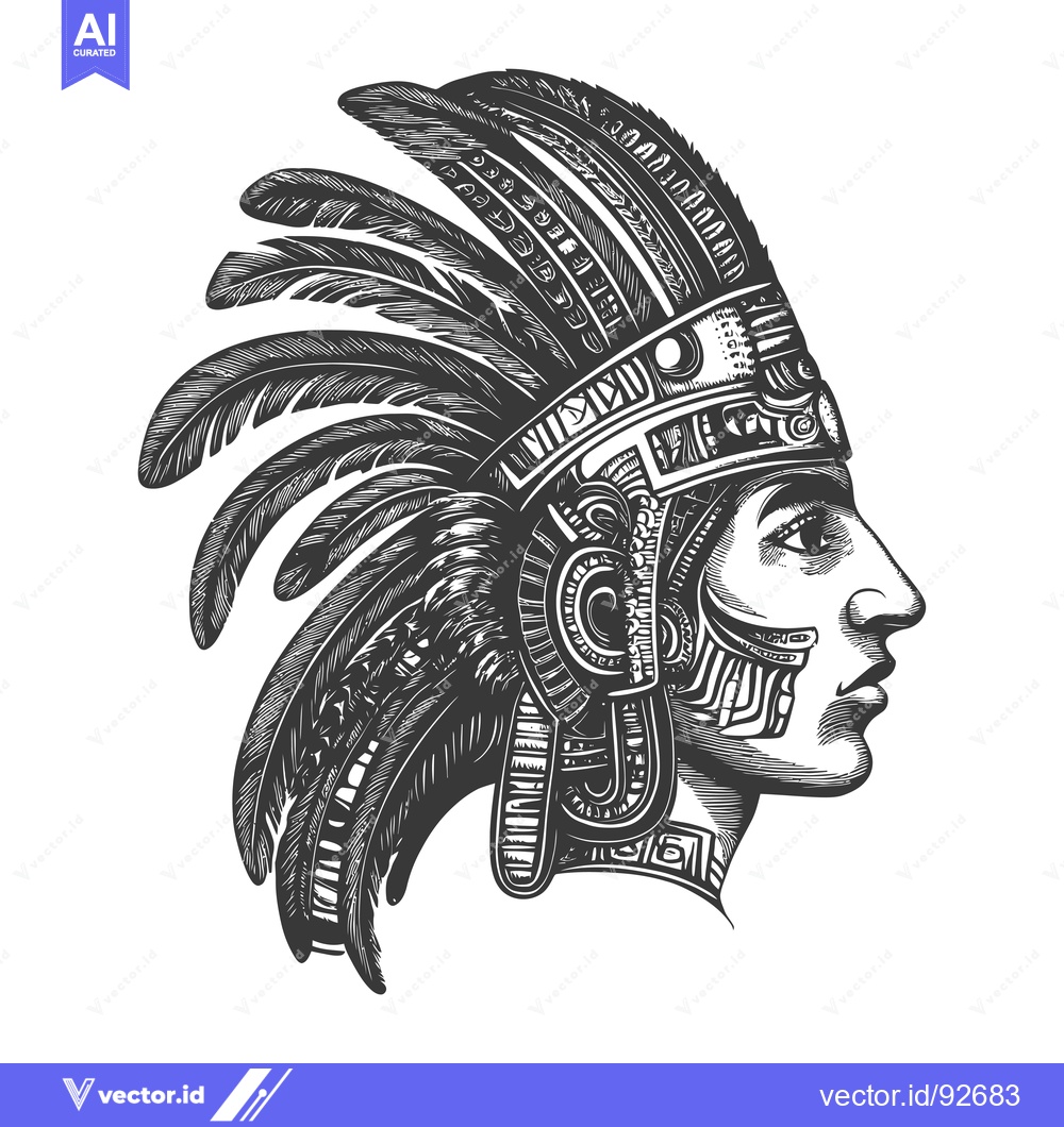 Premium Vector dari Profile of an Indigenous Person in Traditional Headdress
