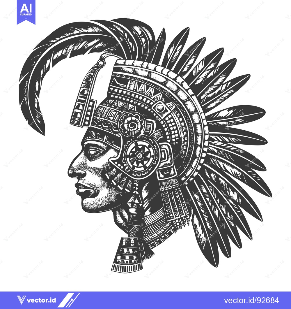 Premium Vector of Profile of an Indigenous Person Wearing a Feathered Headdress