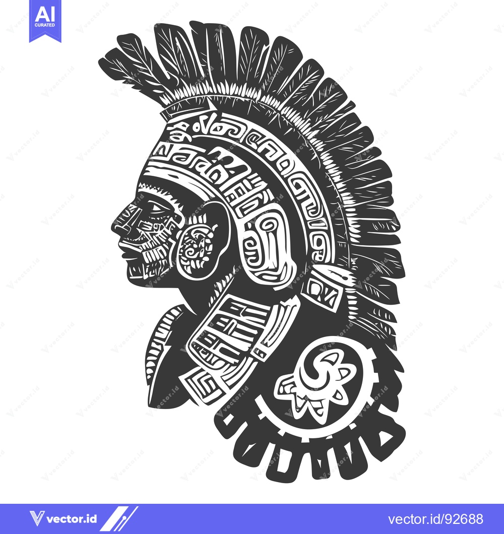 Premium Vector of Profile of an Indigenous Person with a Detailed Feather Headpiece