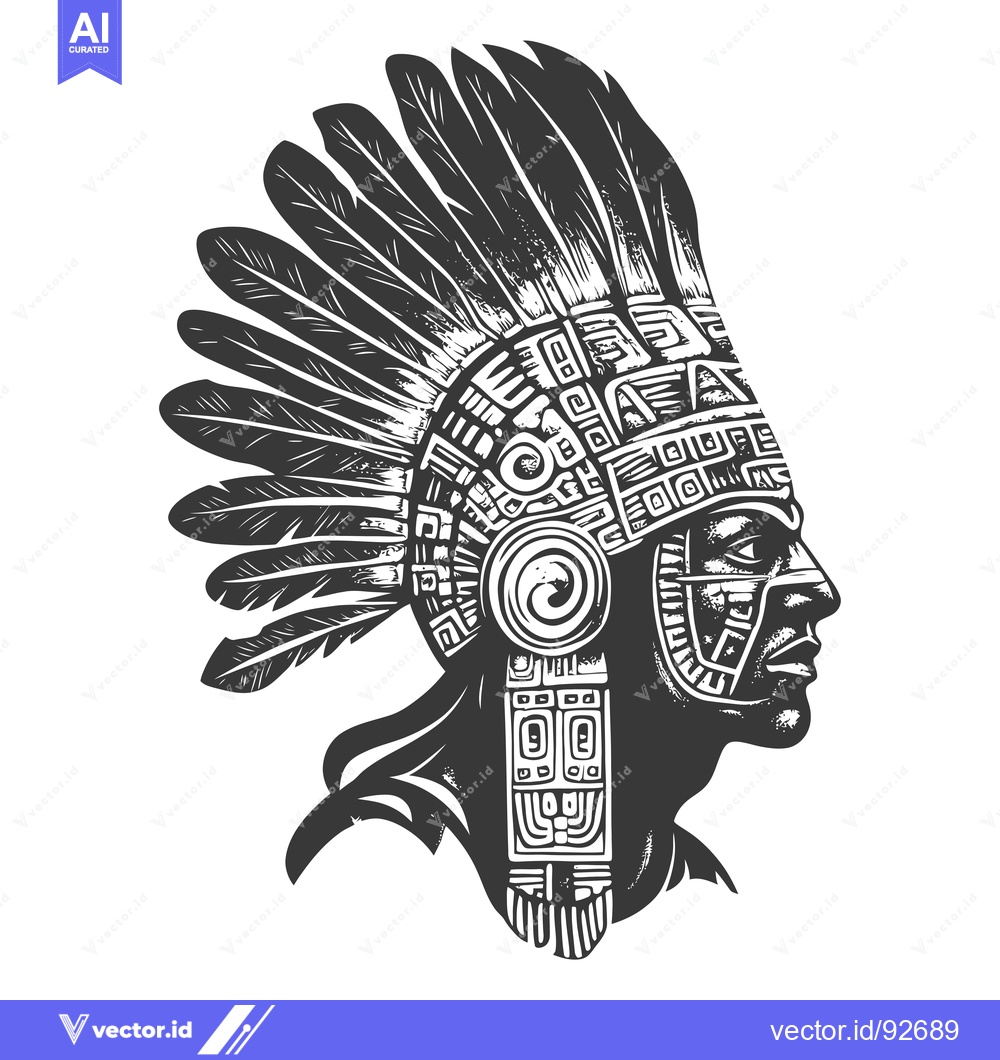 Premium Vector dari Profile of an Indigenous Person with Elaborate Headdress