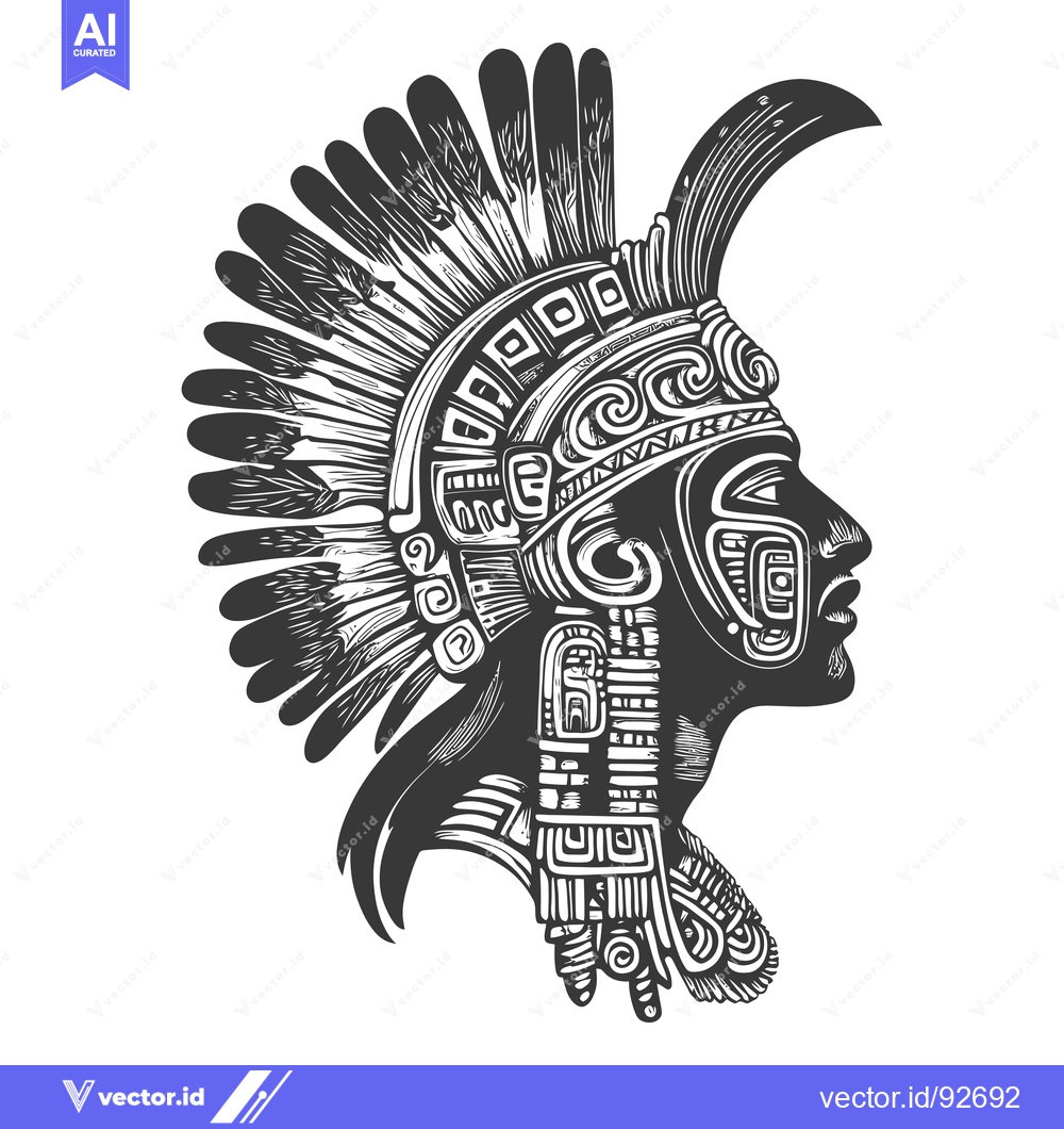 Premium Vector of Profile of an Indigenous Person with Intricate Headdress