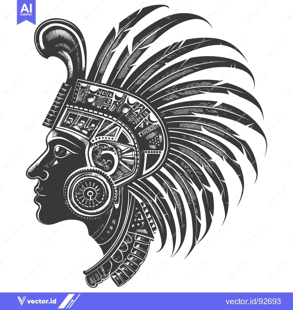 Premium Vector of Profile of a Person Wearing an Elaborate Headpiece with Feathers