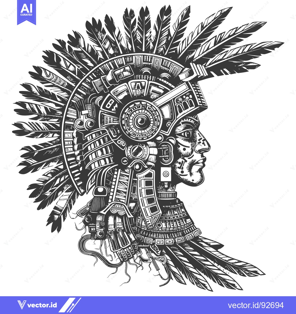 Premium Vector dari Profile of a Person Wearing a Steampunk-Inspired Native American Headd