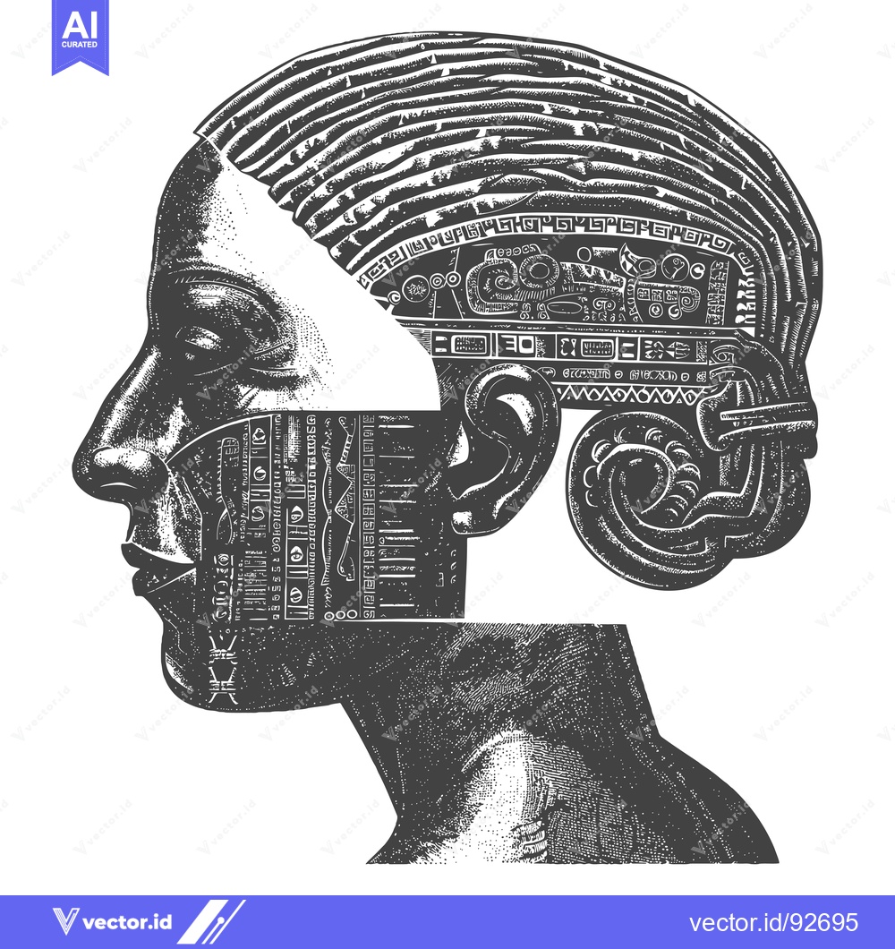 Premium Vector of Profile of a Person with Intricate Patterned Head