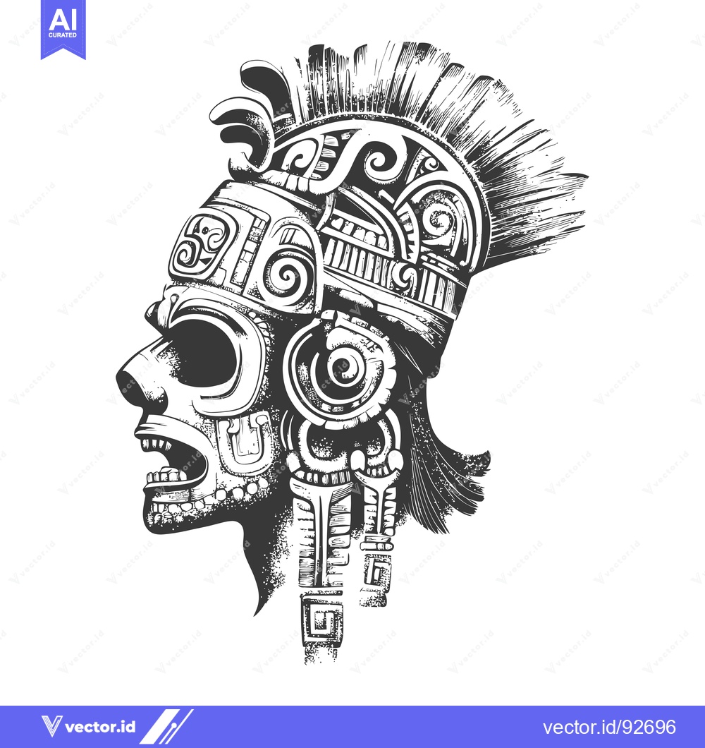 Premium Vector dari Profile of a Skull Wearing an Ornate Helmet