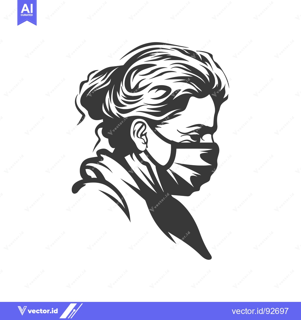 Premium Vector dari Profile of a Woman Wearing a Face Mask