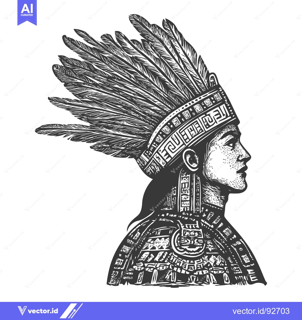 Premium Vector of Profile of Indigenous Person in Traditional Headdress