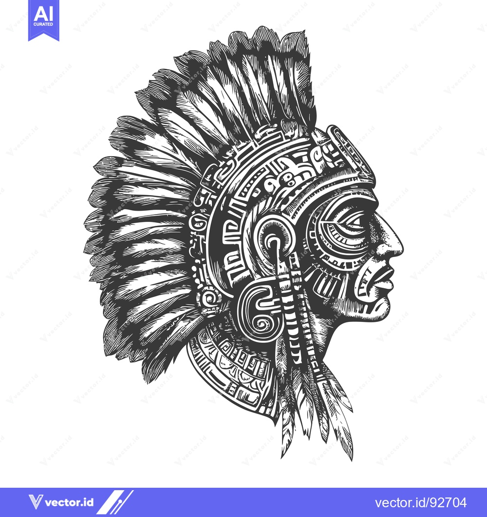 Premium Vector of Profile of Indigenous Person with Elaborate Headwear