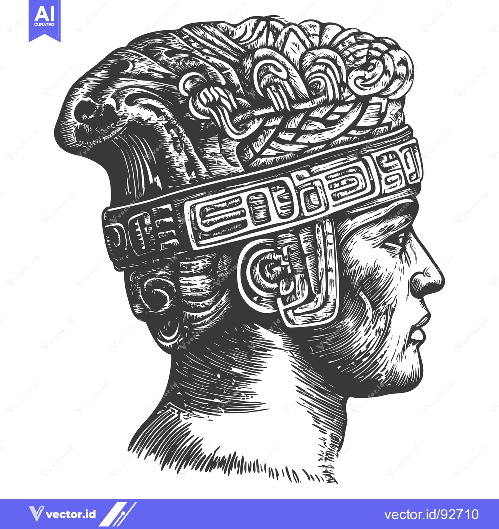 Premium Vector dari Profile Portrait of a Man Wearing a Elaborate Headdress