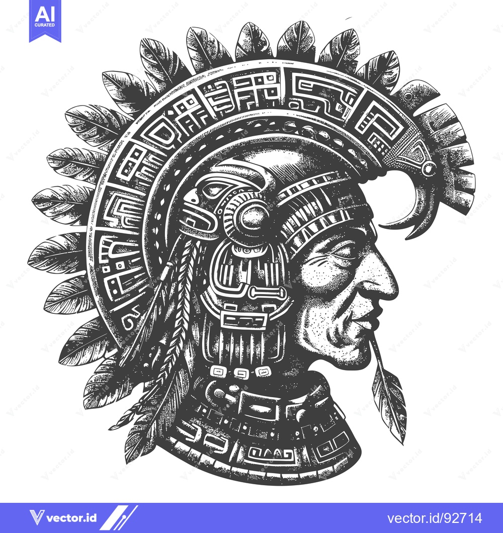 Premium Vector dari Profile Portrait of an Indigenous Person in Traditional Headdress
