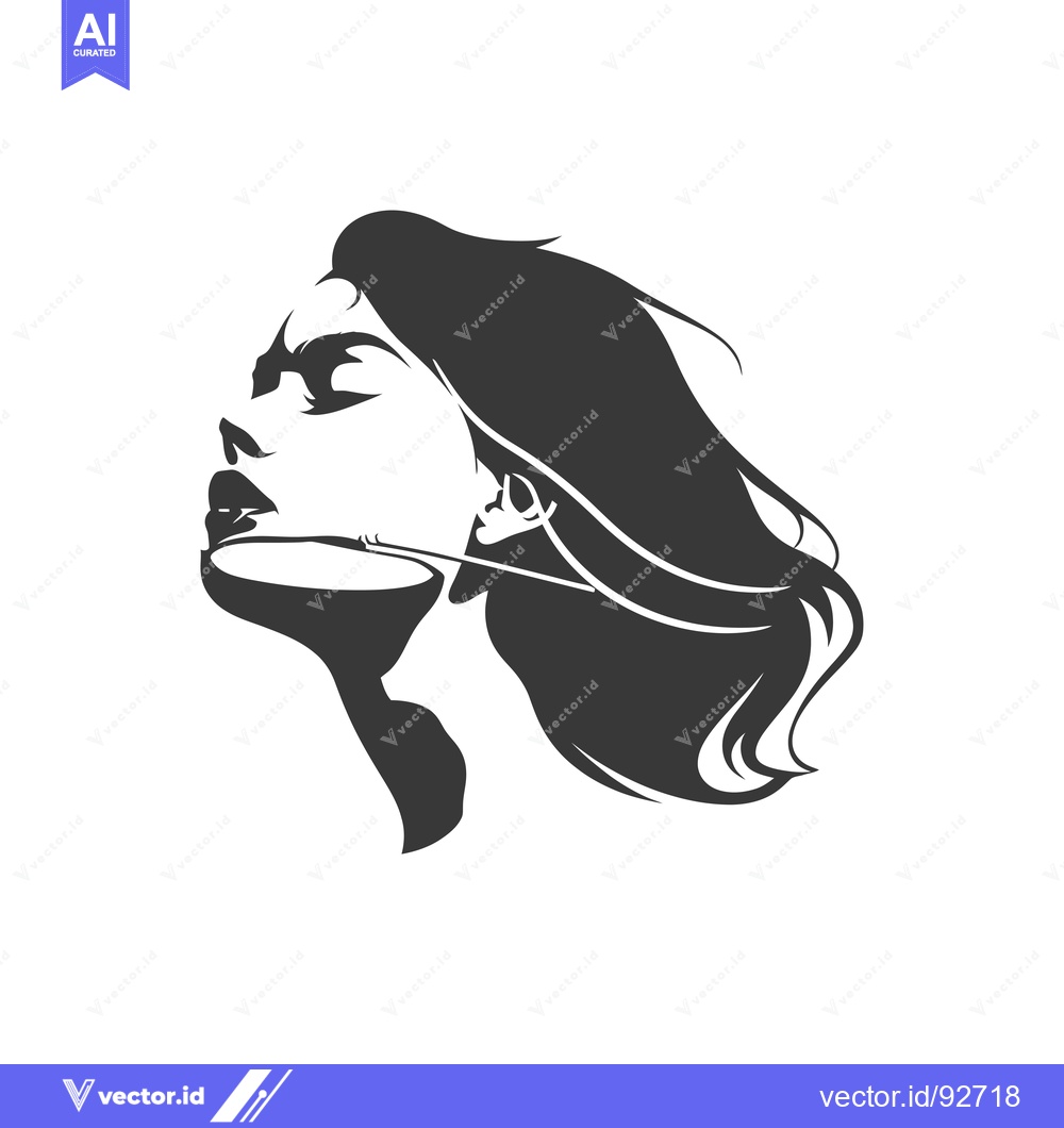 Premium Vector dari Profile Portrait of a Woman with Flowing Hair