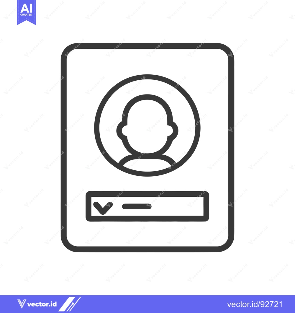 Premium Vector dari Profile with Checkmark and Underline in a Rectangle