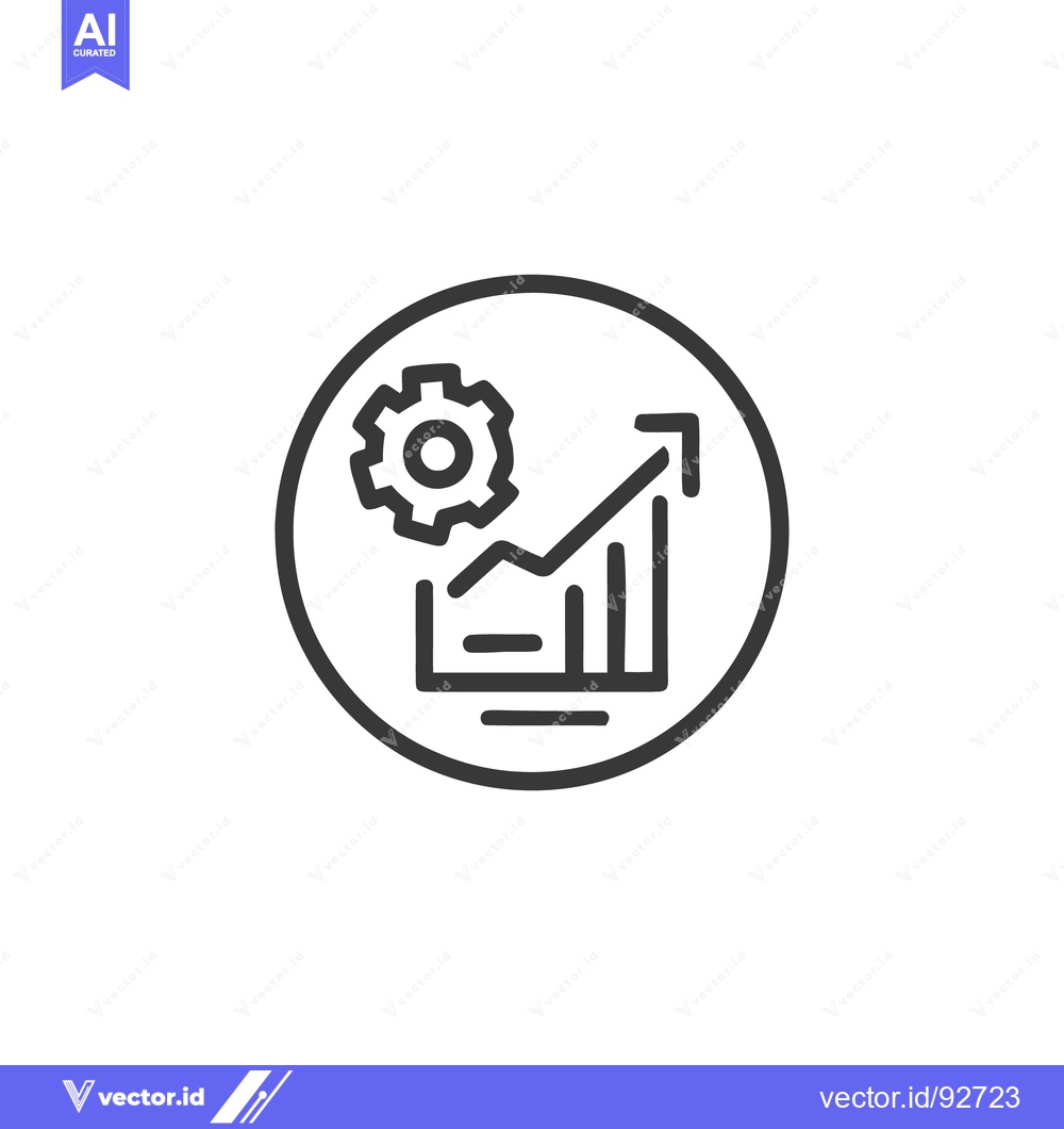 Premium Vector dari Gear and Growth: Technical Progress Icon in Circular Frame, Line Art