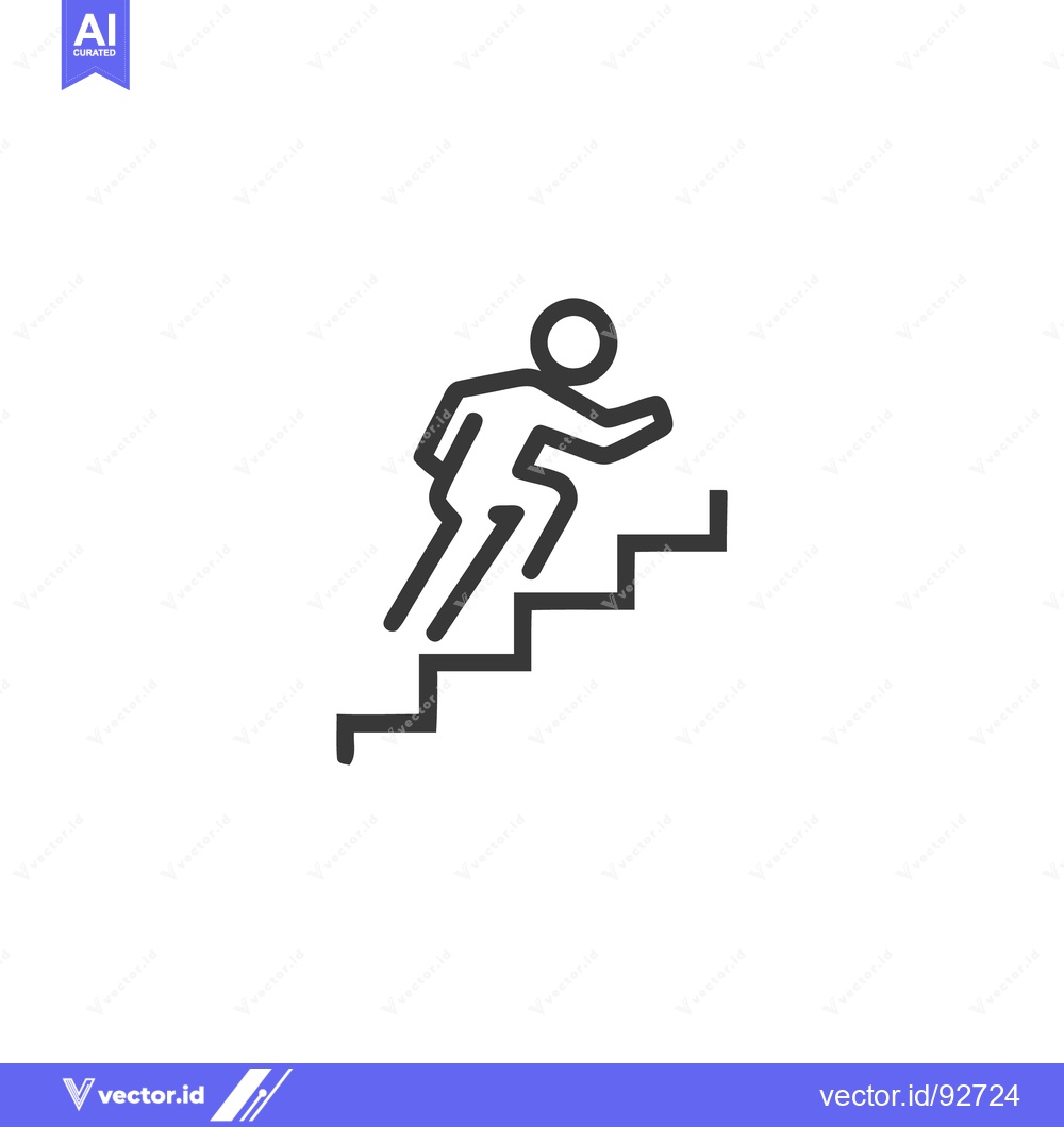 Premium Vector dari Minimalist Icon: Person Ascending Stairs, Symbolizing Progress and Ach