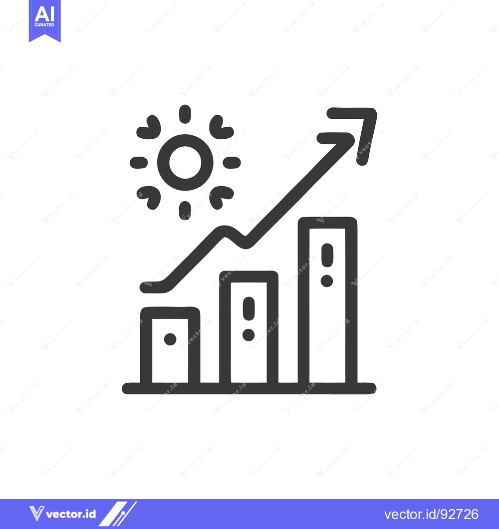 Premium Vector dari Rising Sun Growth Chart: Bold Line Icon for Business Success and Optim