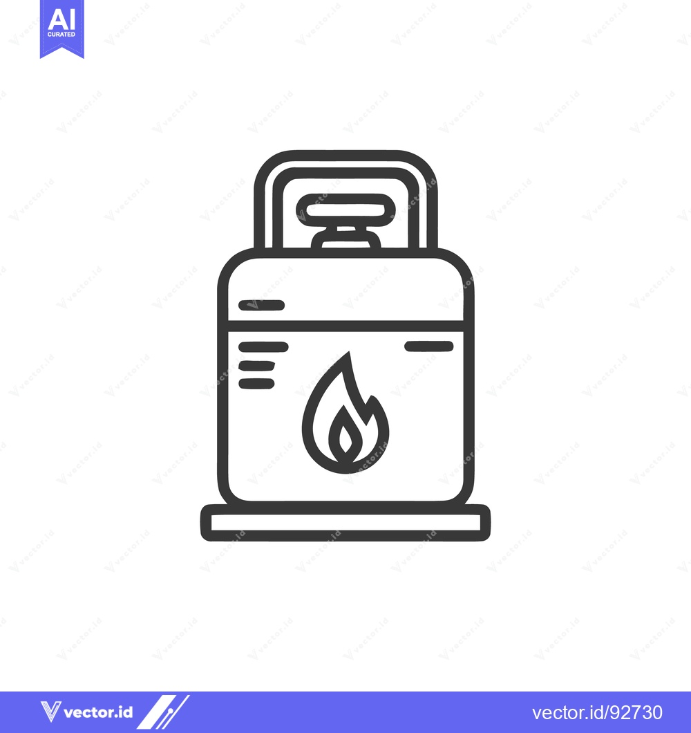 Premium Vector of Propane Tank Icon with Flame Symbol in Bold Outline Style