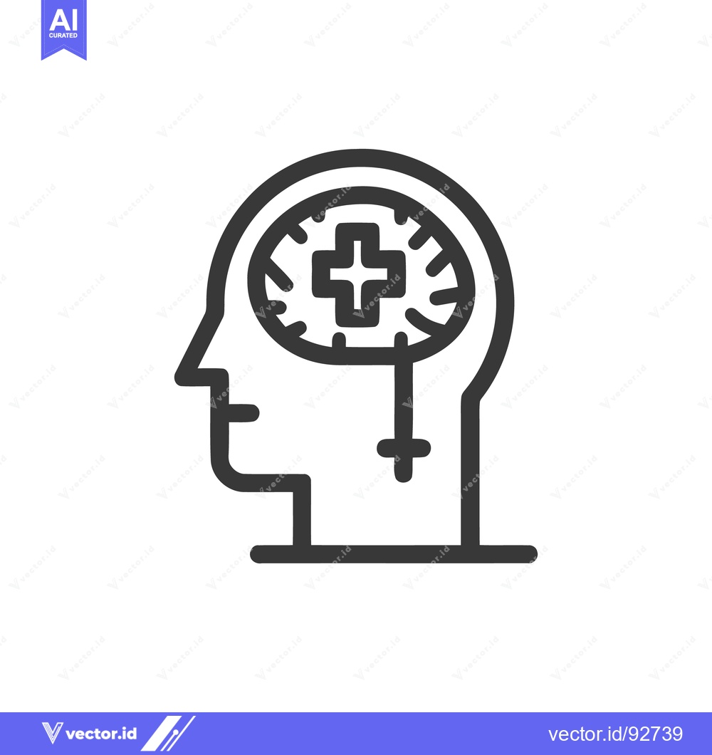 Premium Vector of Medical Mind: Head Profile with Cross Symbol in Brain Icon