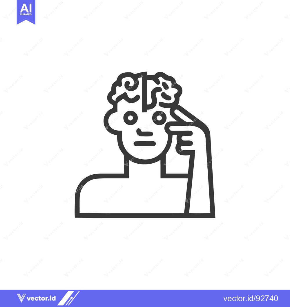 Premium Vector dari Brainstorming: Minimalist Icon of a Person with Exposed Brain Thinking