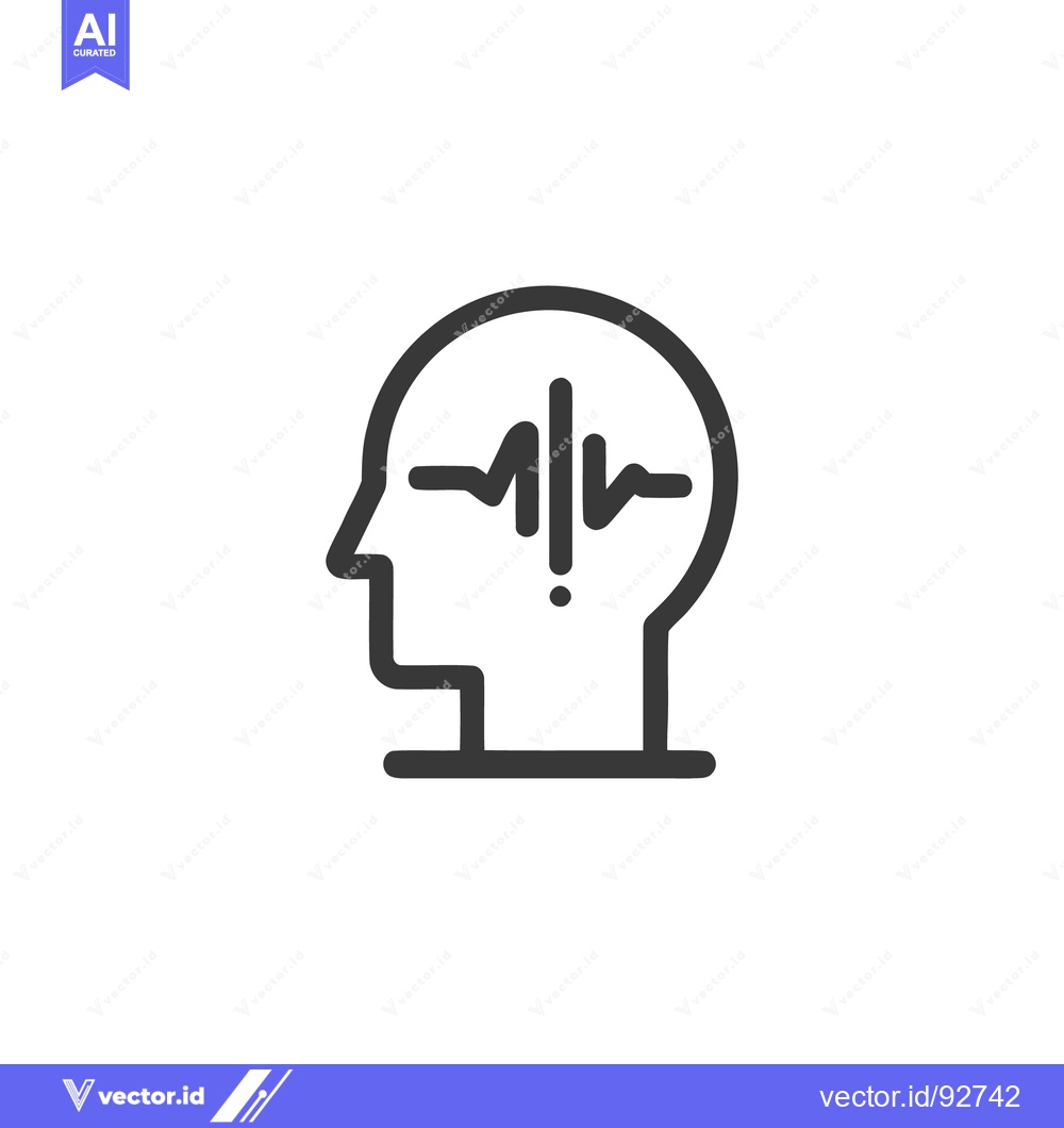 Premium Vector of Brainwave Icon: Human Head Profile with Signal Inside, Neurology Conce