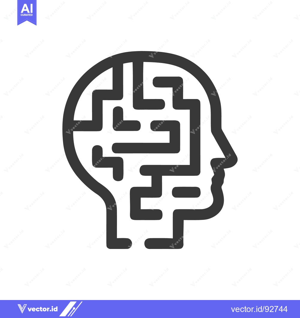 Premium Vector of Maze Mind: Abstract Head Silhouette with Intricate Labyrinth Design, P