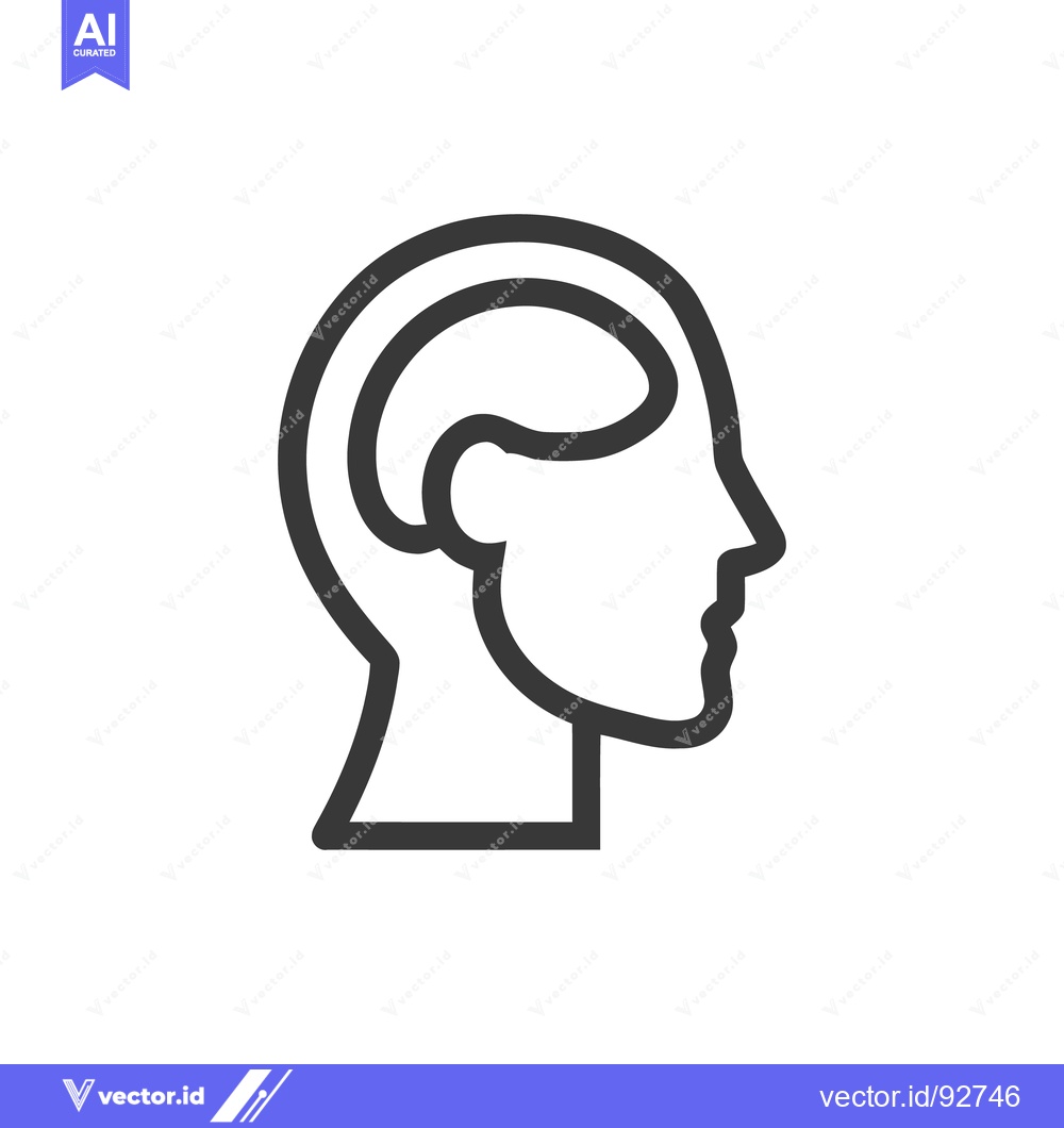 Premium Vector dari Minimalist Head Profile with Brain Outline, Thinking Concept