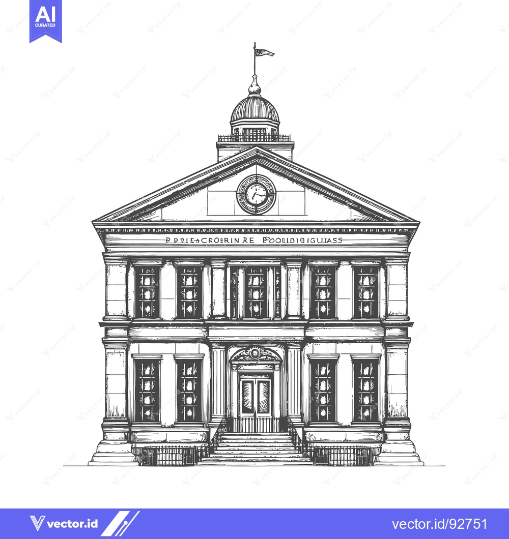 Premium Vector of A detailed architectural drawing of a classical style building structu