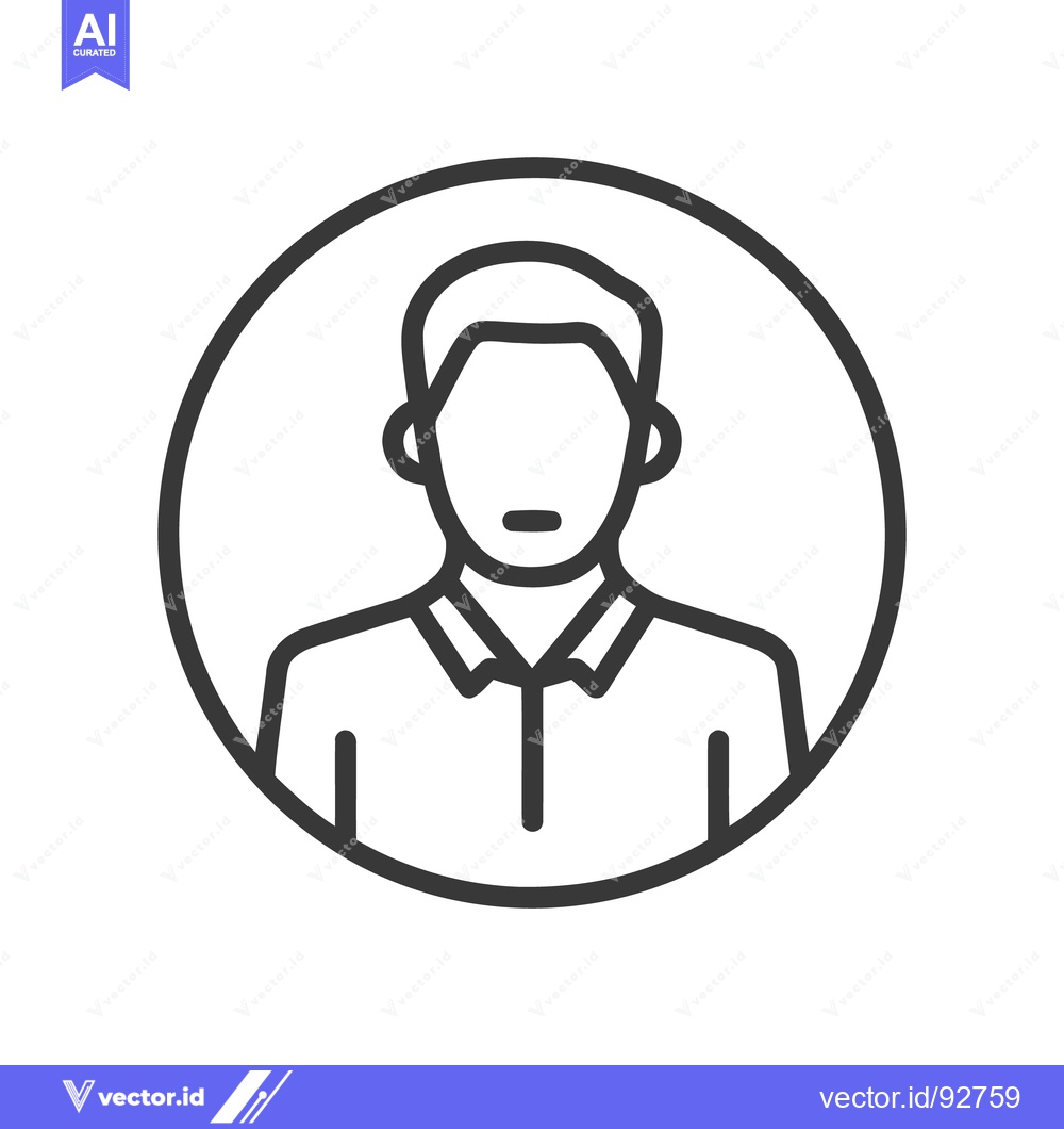 Premium Vector of Minimalist Man Icon: Bold Outline Portrait in Circle Frame